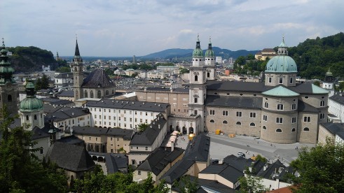 View of Salzburg from a hike to Fortress Hohensalzburg, Salzburg, Austria.
